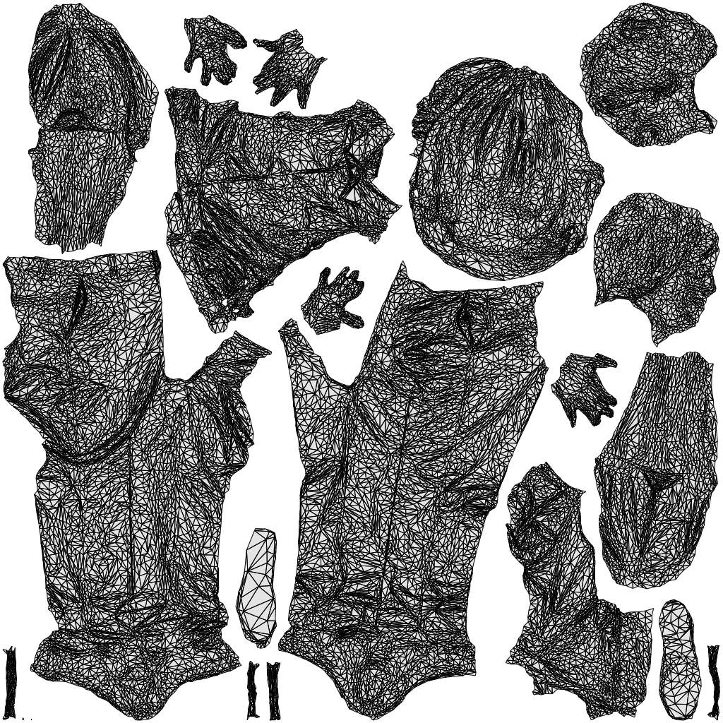 3D people model boy kids, scanned human for 3ds Max rendering, wireframe top-down view