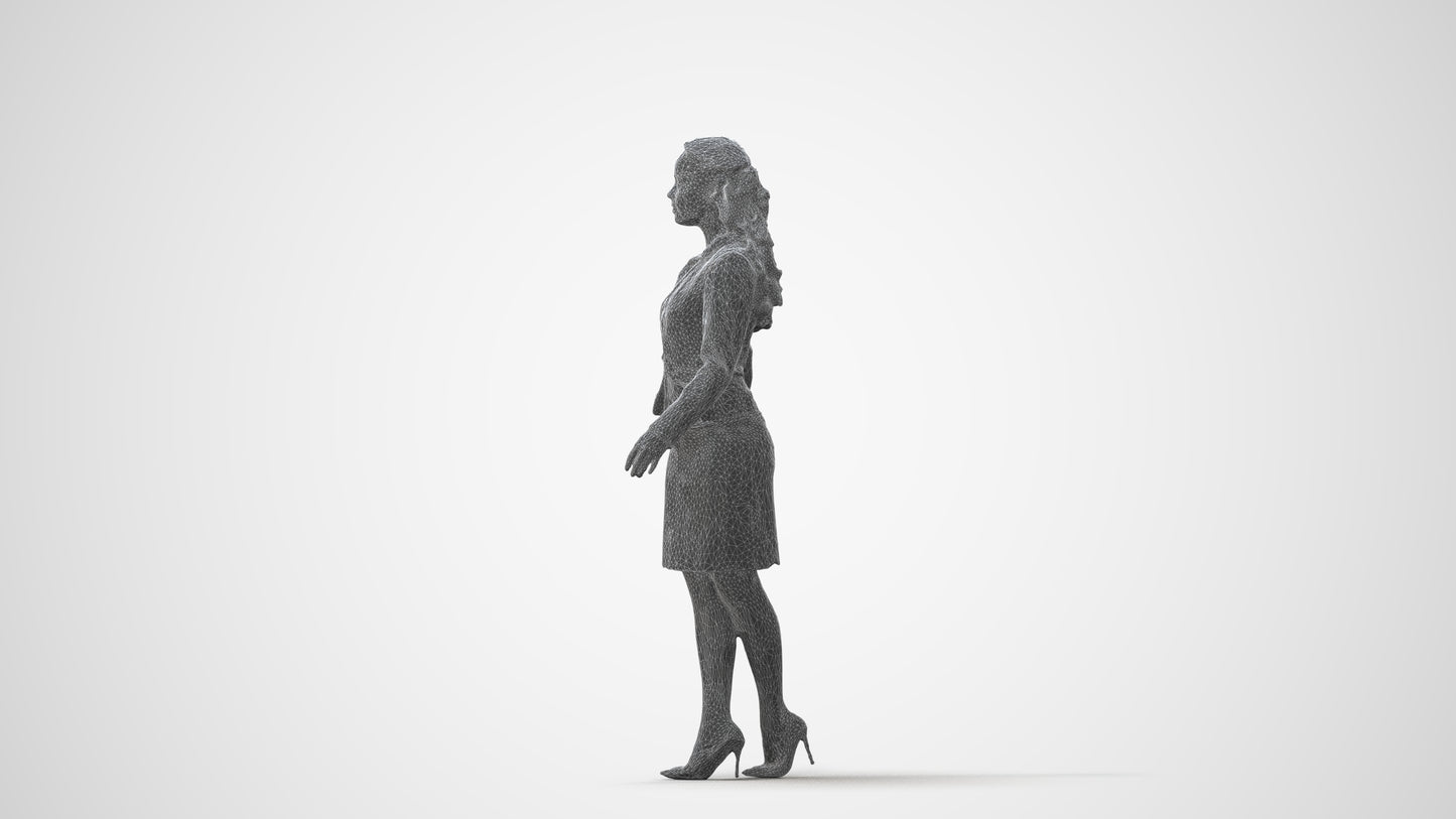 realistic 3D human woman business, archviz people FBX OBJ for Blender, square thumbnail
