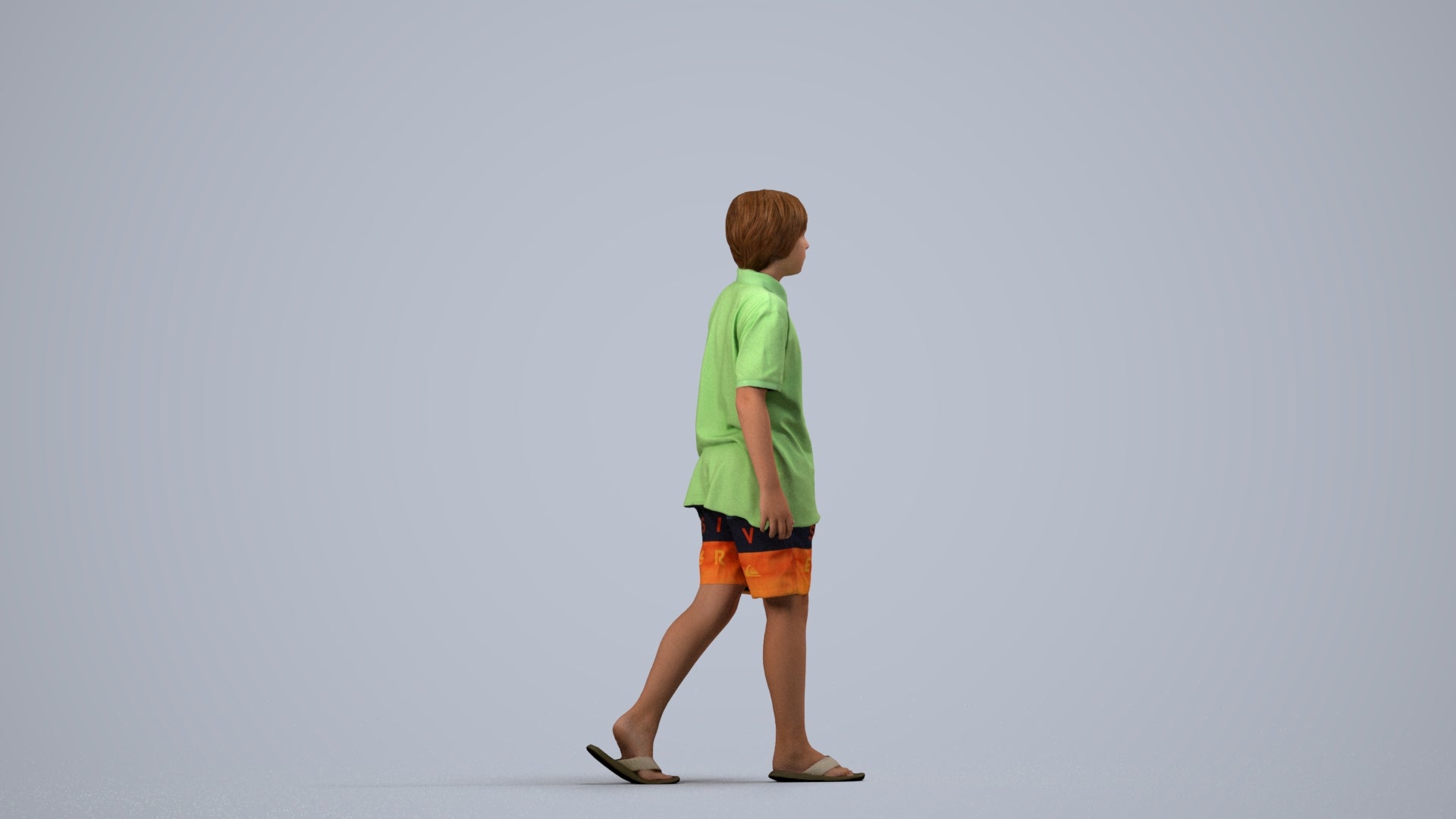 3D scanned boy kids, photorealistic archviz people for Enscape and SketchUp, side view render