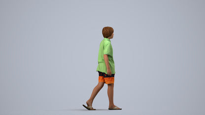 3D scanned boy kids, photorealistic archviz people for Enscape and SketchUp, side view render