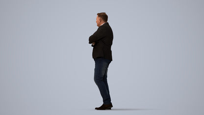 photogrammetry 3D man business, realistic human model archviz FBX, three-quarter view render