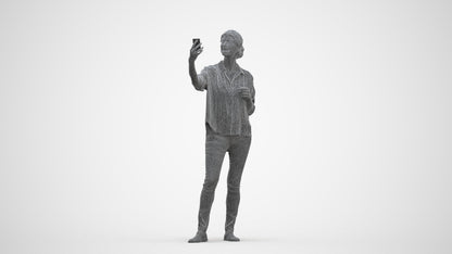3D people model woman casual standing, scanned human for 3ds Max rendering, three-quarter front view render