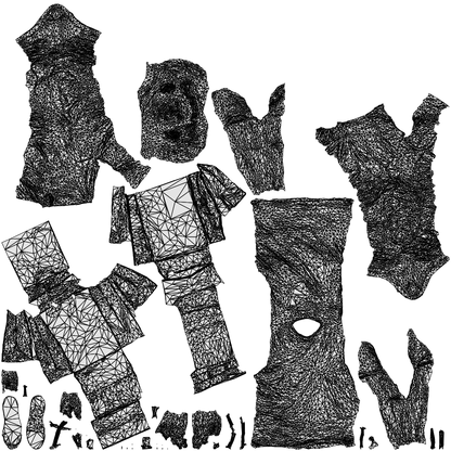 scanned 3D senior man casual shopping, photogrammetry people for Enscape and V-Ray, wireframe top-down view
