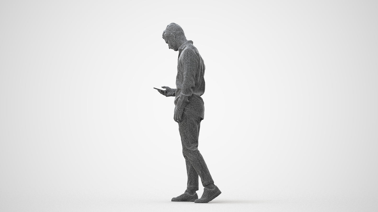 realistic 3D human man casual walking, archviz people FBX OBJ for Blender, square thumbnail