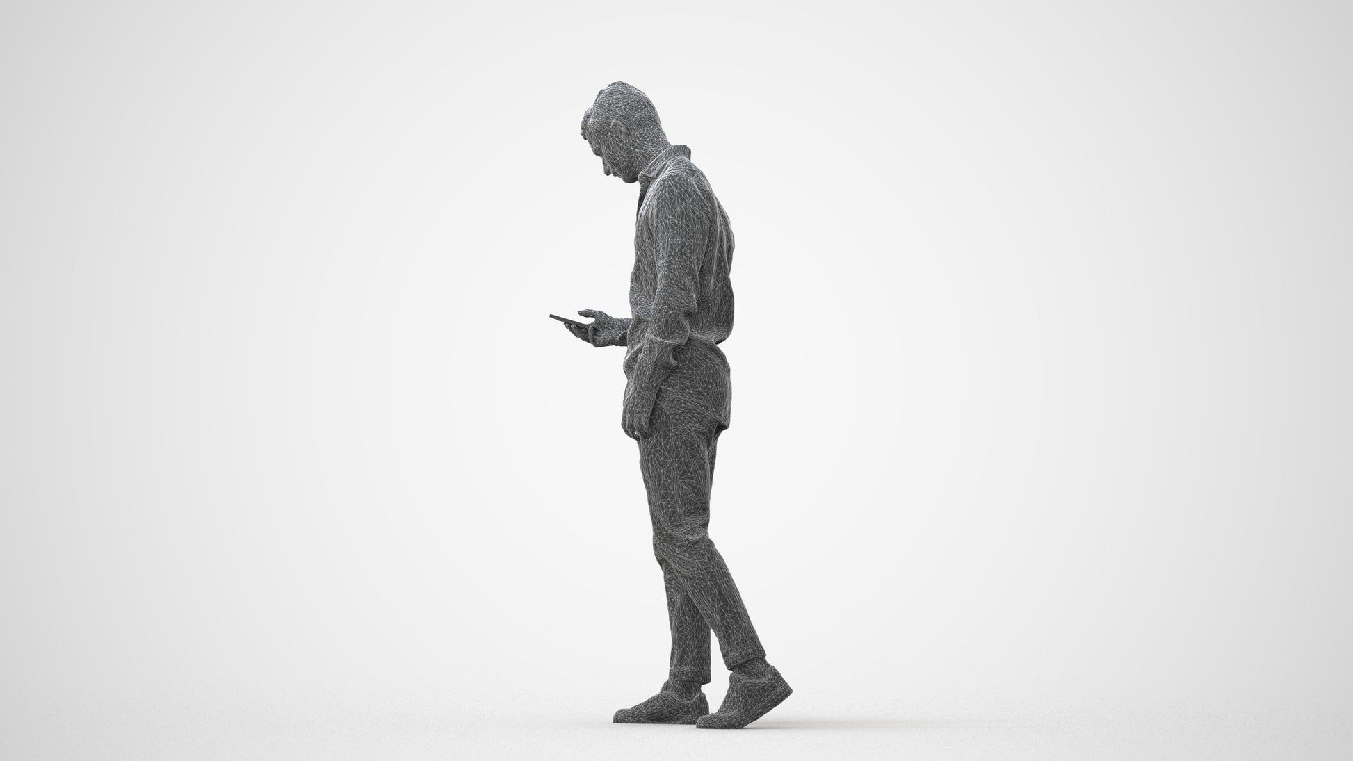 realistic 3D human man casual walking, archviz people FBX OBJ for Blender, square thumbnail