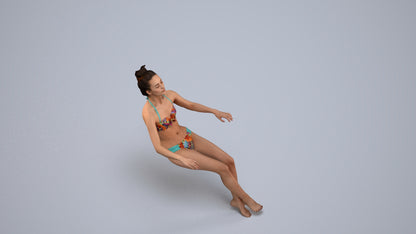 realistic 3D woman pool, scanned archviz people for Blender and 3ds Max, back view render