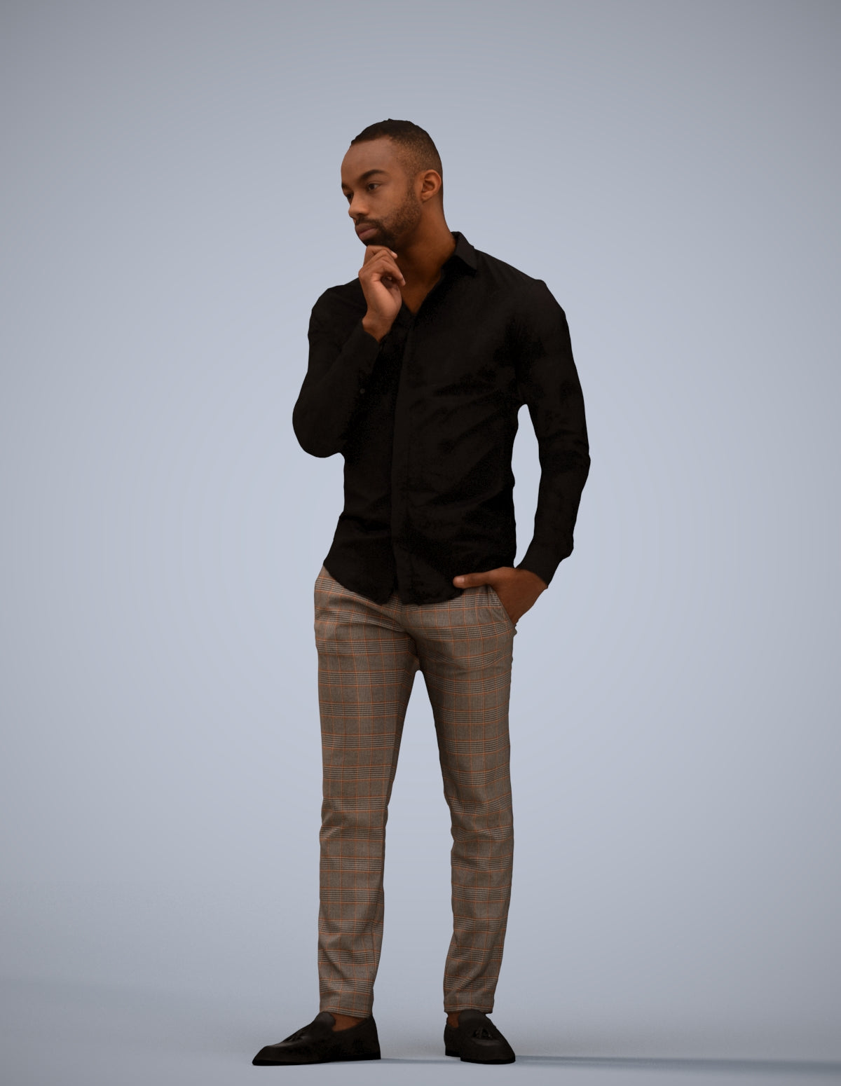 scanned 3D man business standing, photogrammetry people for Enscape and V-Ray