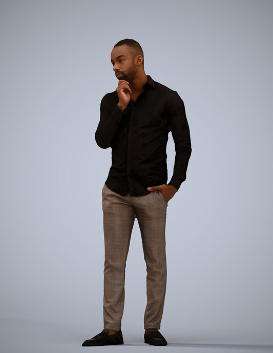 scanned 3D man business standing, photogrammetry people for Enscape and V-Ray