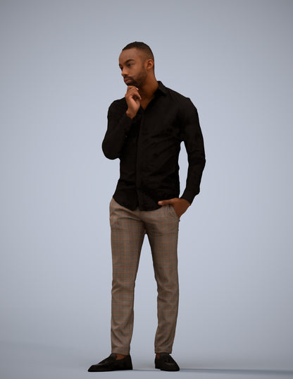 scanned 3D man business standing, photogrammetry people for Enscape and V-Ray