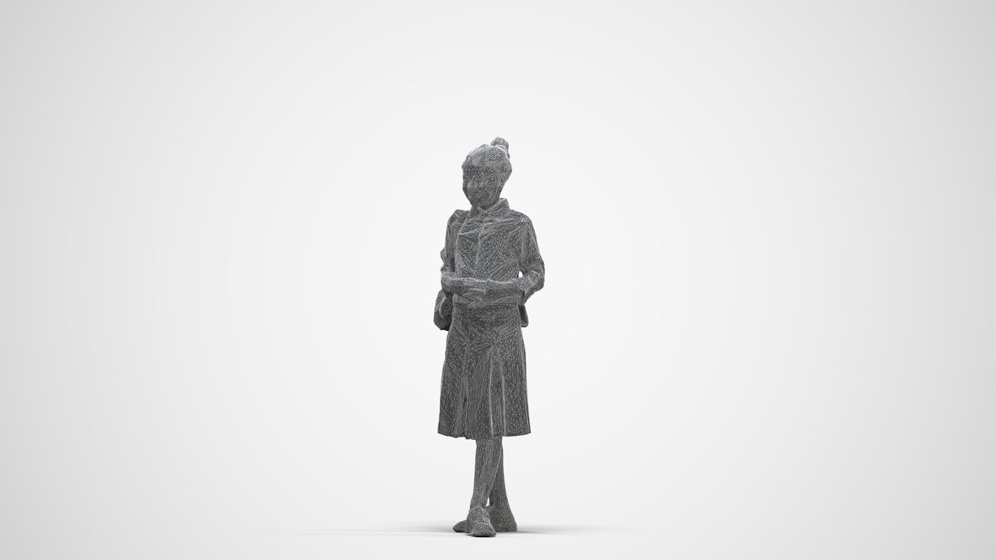 scanned 3D girl kids, photogrammetry people for Enscape and V-Ray, three-quarter front view render