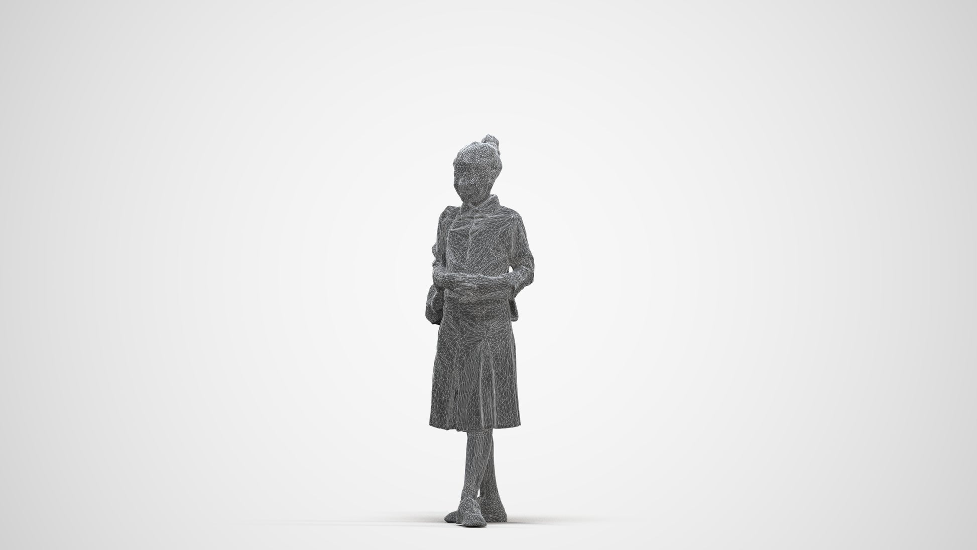 scanned 3D girl kids, photogrammetry people for Enscape and V-Ray, three-quarter front view render