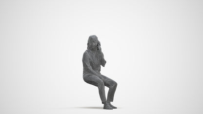 3D people model woman casual sitting, scanned human for 3ds Max rendering, three-quarter front view render