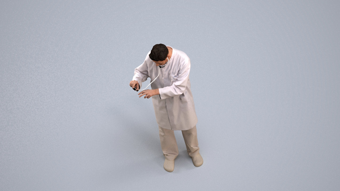 realistic 3D people man medical, render-ready for V-Ray and Corona, FBX OBJ, back view render