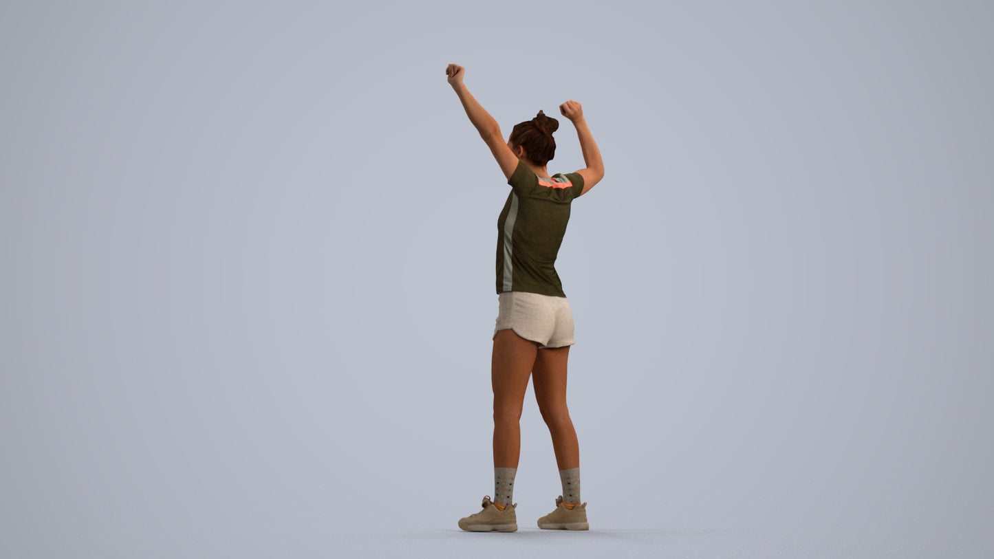 photogrammetry 3D woman sport, realistic human model archviz FBX, front view render