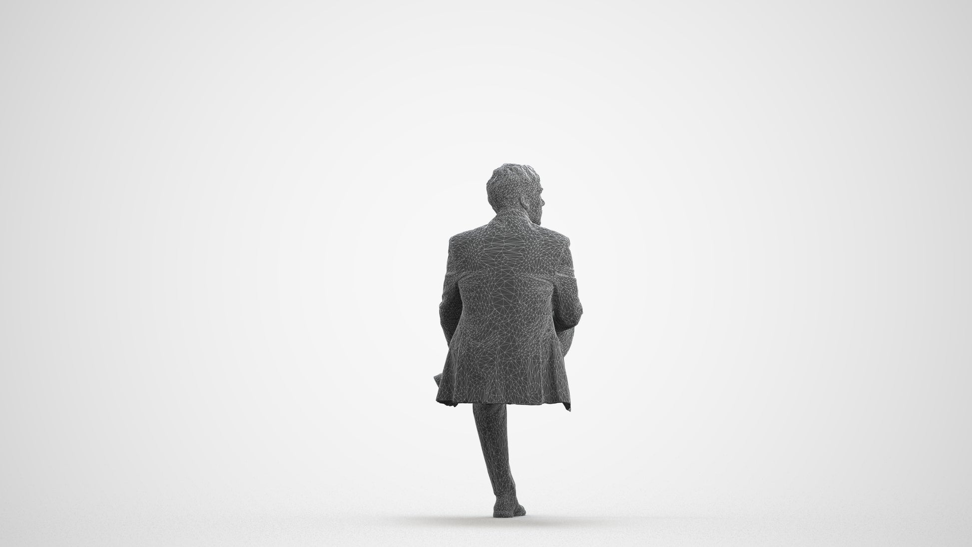 photogrammetry 3D man business, realistic human model archviz FBX, wireframe front view