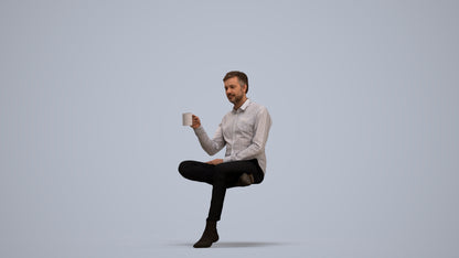 realistic 3D people man business, render-ready for V-Ray and Corona, FBX OBJ, standing pose render