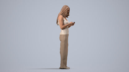 photogrammetry 3D woman casual standing, realistic human model archviz FBX, side view render