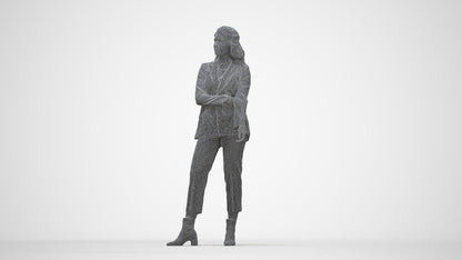 photogrammetry 3D woman business, realistic human model archviz FBX, wireframe back view
