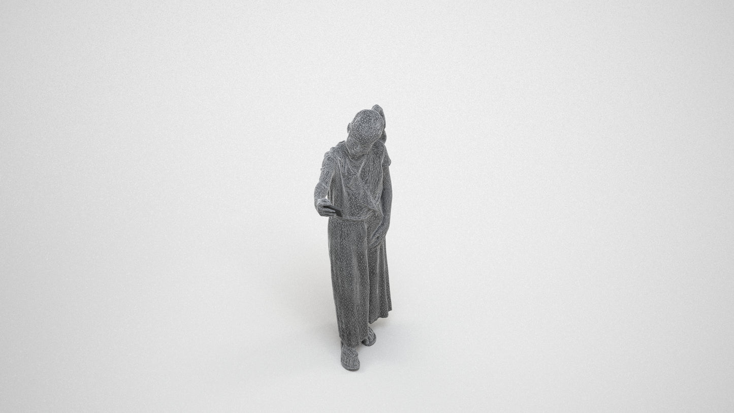 photogrammetry 3D girl casual kids, realistic human model archviz FBX, wireframe three-quarter view