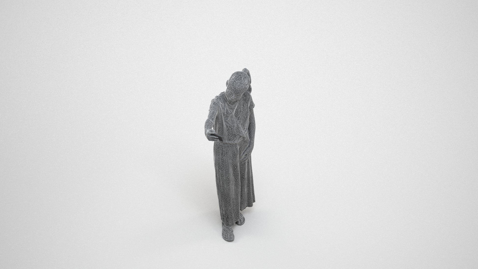 photogrammetry 3D girl casual kids, realistic human model archviz FBX, wireframe three-quarter view