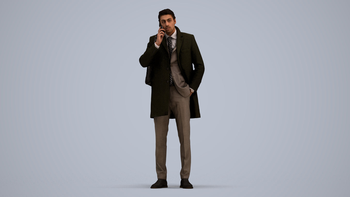 3D scanned man business, photorealistic archviz people for Enscape and SketchUp, standing pose render
