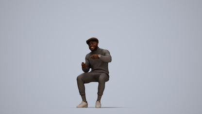 3D scanned man sitting casual, photorealistic archviz people for Enscape and SketchUp, top-down view render