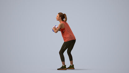 3D people model woman sport, scanned human for 3ds Max rendering, three-quarter view render