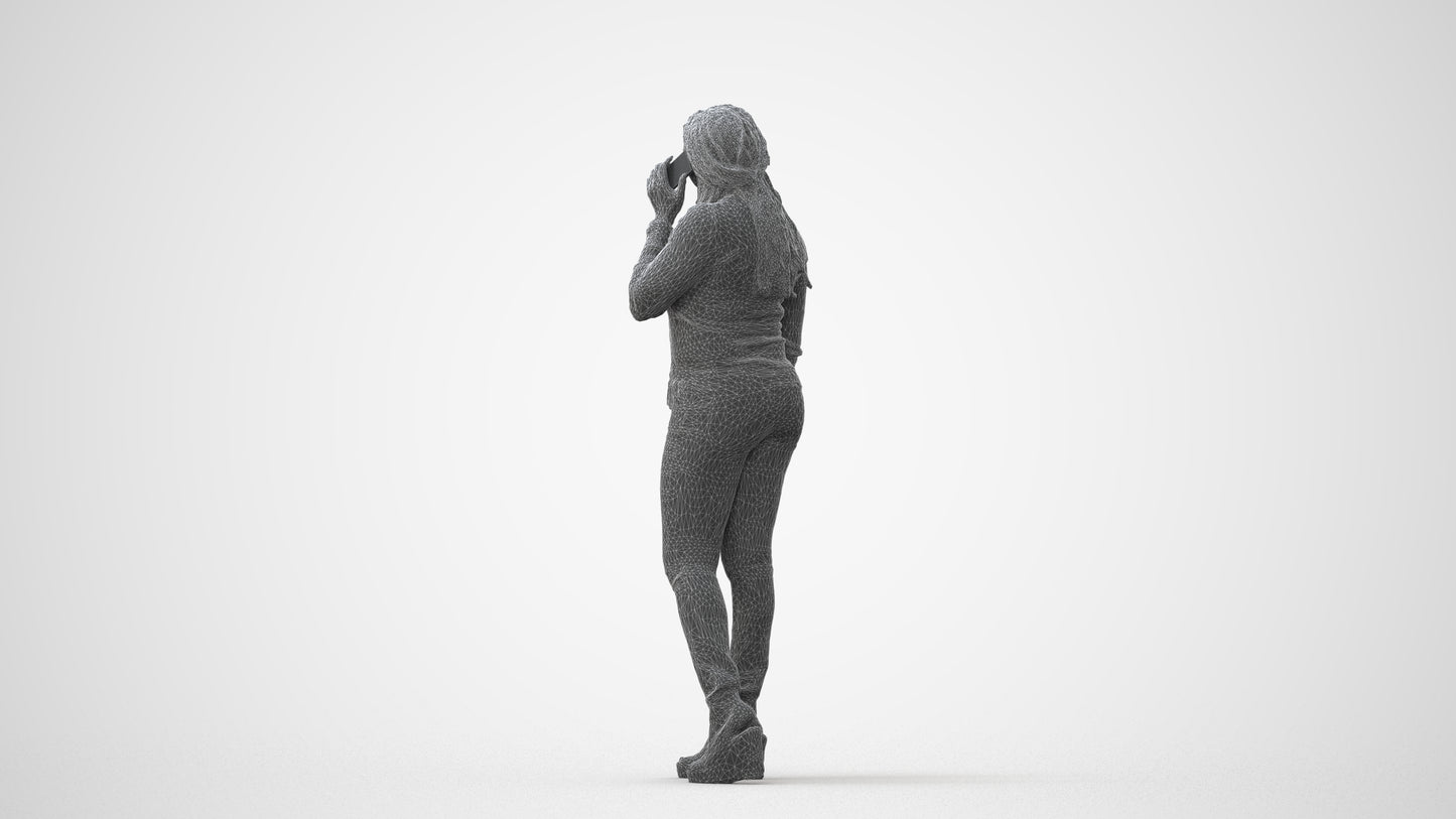 realistic 3D woman casual standing, scanned archviz people for Blender and 3ds Max, square thumbnail