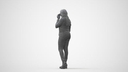 realistic 3D woman casual standing, scanned archviz people for Blender and 3ds Max, square thumbnail