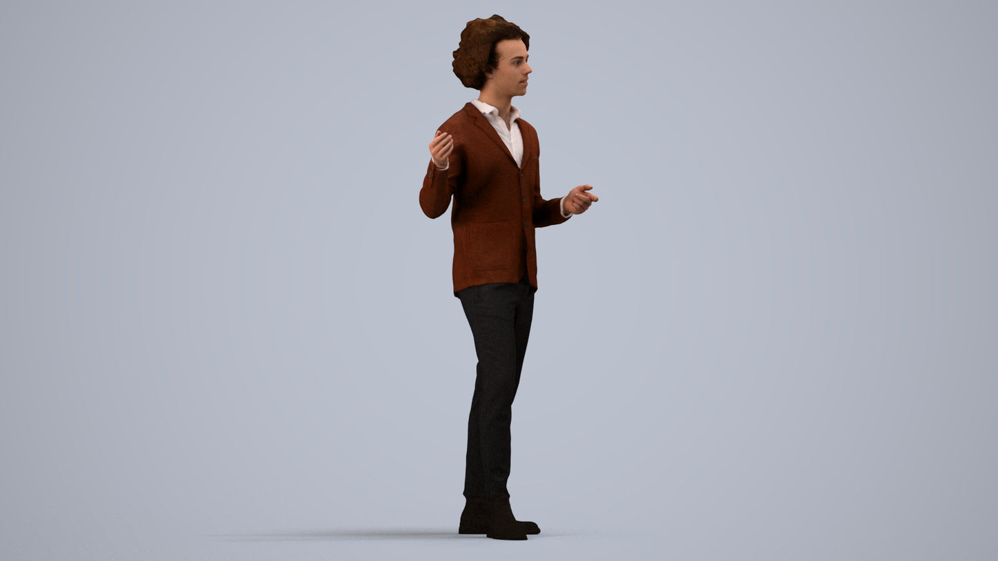 realistic 3D man business, scanned archviz people for Blender and 3ds Max, side view render
