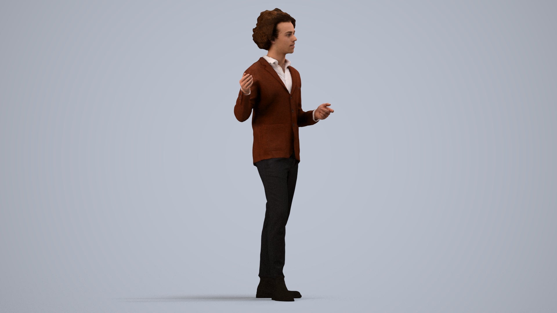 realistic 3D man business, scanned archviz people for Blender and 3ds Max, side view render