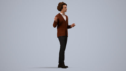 realistic 3D man business, scanned archviz people for Blender and 3ds Max, side view render