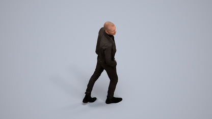 3D scanned man walking casual, photorealistic archviz people for Enscape and SketchUp, back view render
