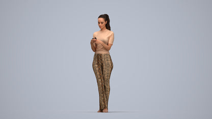 scanned 3D woman casual standing, photogrammetry people for Enscape and V-Ray, top-down view render