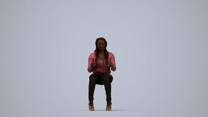3D people model woman casual sitting, scanned human for 3ds Max rendering, top-down view render