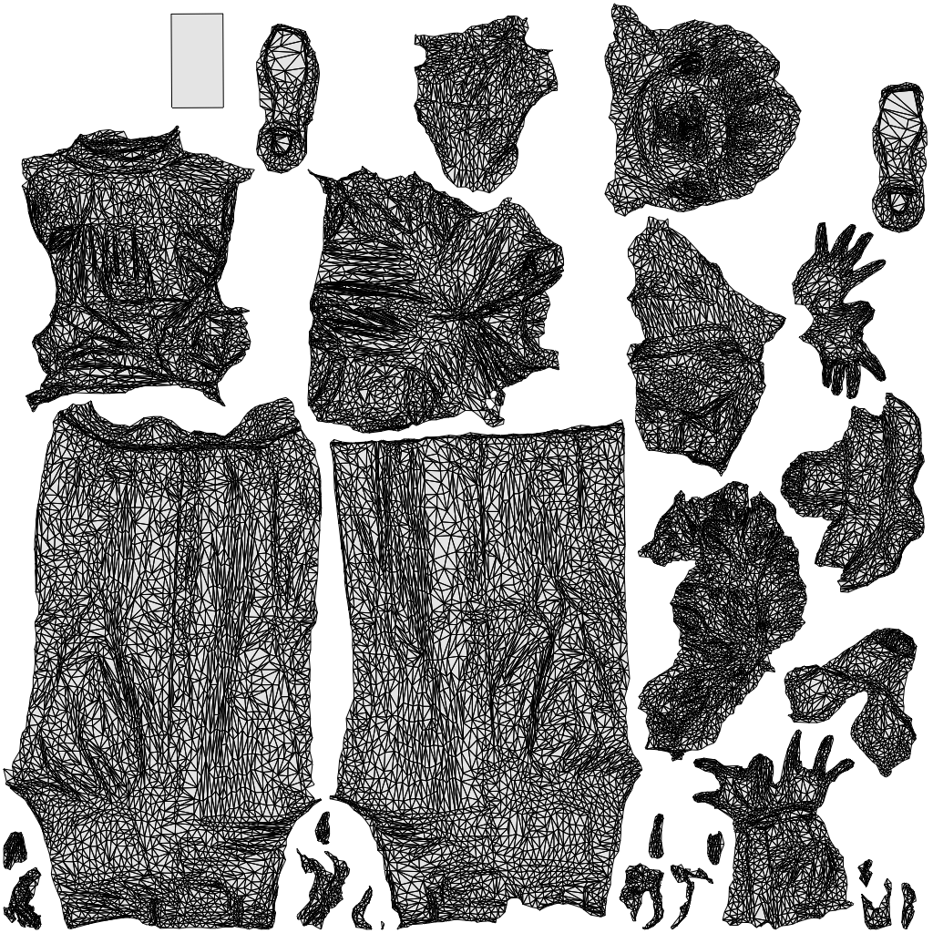 3D scanned woman standing casual, photorealistic archviz people for Enscape and SketchUp, wireframe top-down view