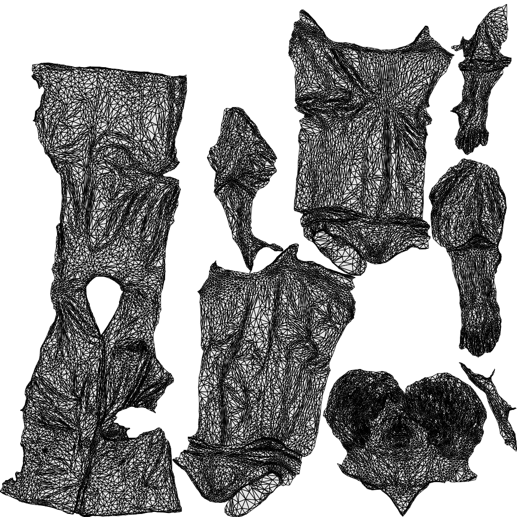 scanned 3D senior woman medical, photogrammetry people for Enscape and V-Ray, wireframe top-down view