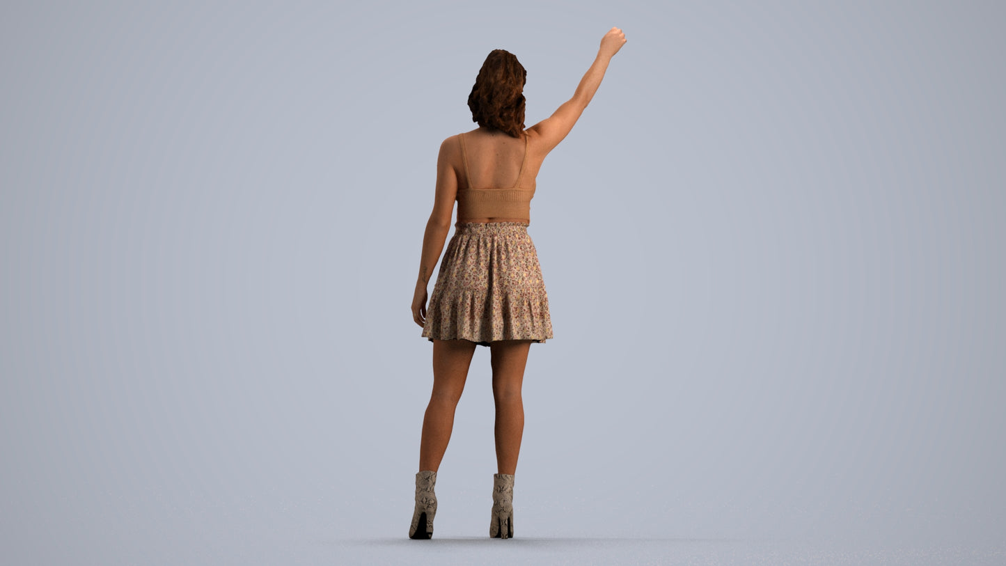 realistic 3D human woman casual standing, archviz people FBX OBJ for Blender, front view render