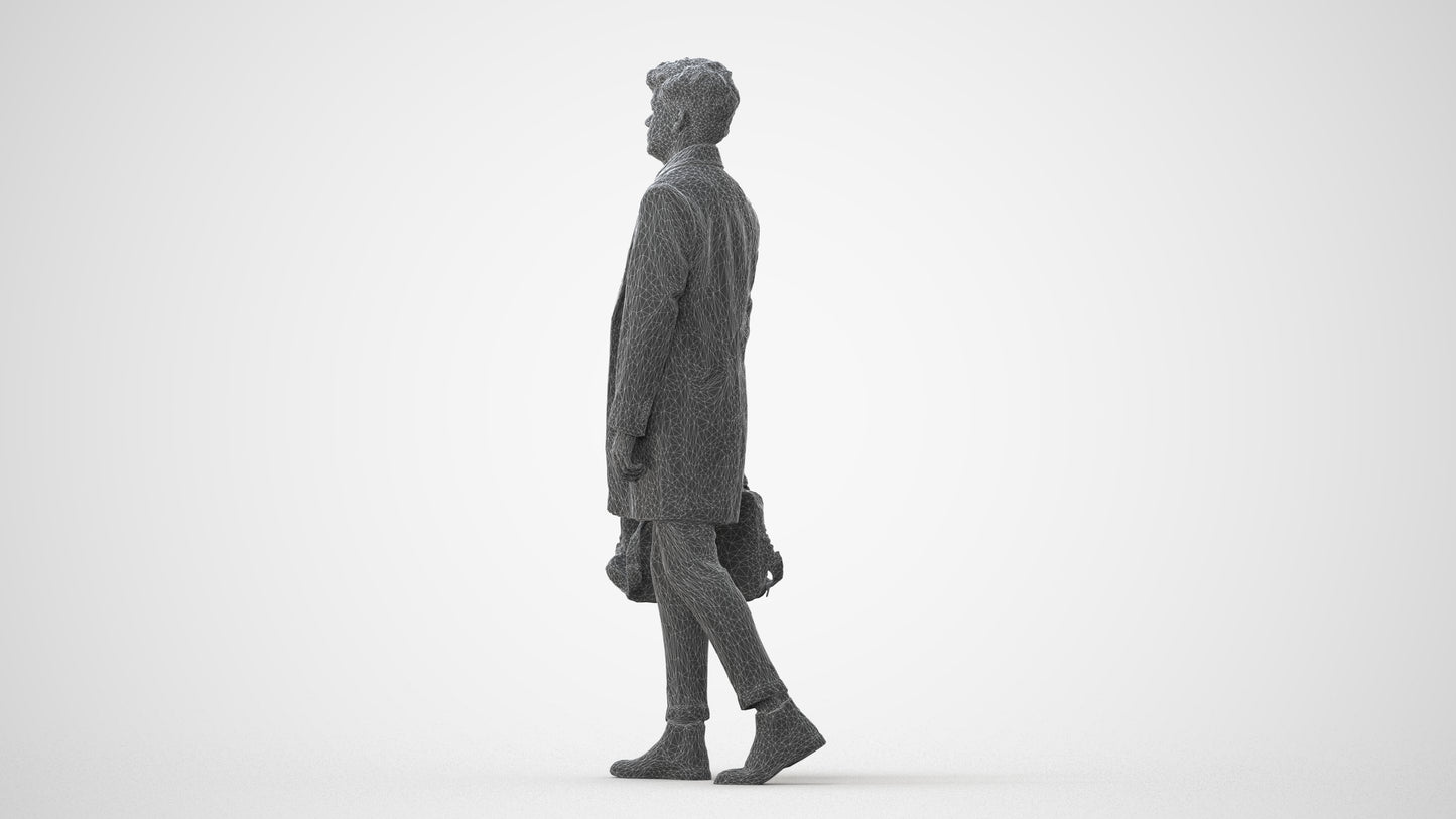 realistic 3D human man business walking, archviz people FBX OBJ for Blender, square thumbnail