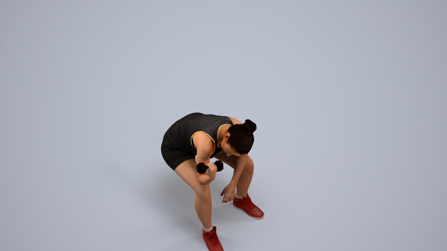 realistic 3D people woman sport, render-ready for V-Ray and Corona, FBX OBJ, back view render