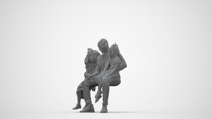 realistic 3D girl casual kids, scanned archviz people for Blender and 3ds Max, wireframe back view