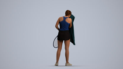 3D human model girl sport, photogrammetry scanned person for archviz, front view render