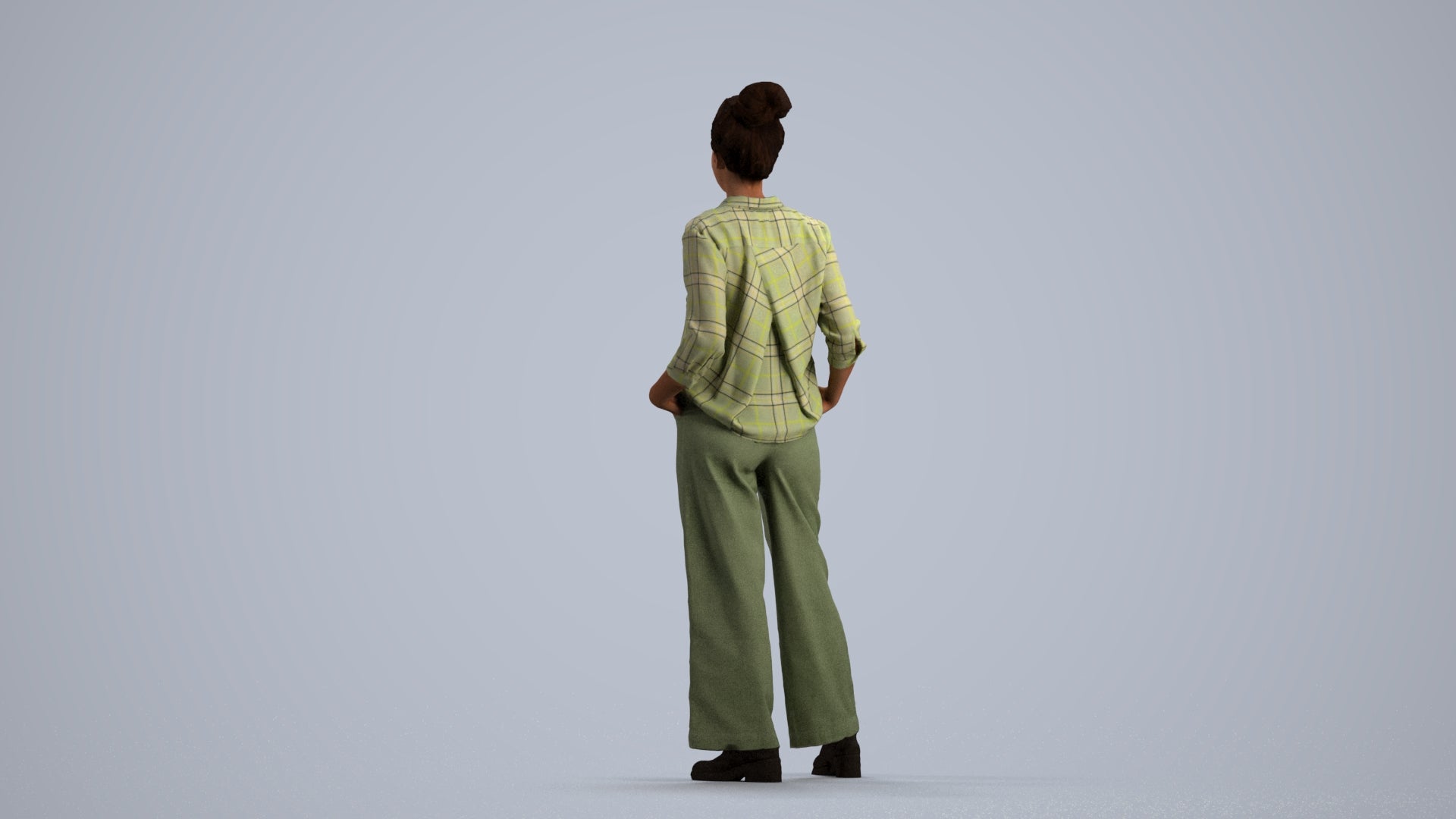 scanned 3D woman casual standing, photogrammetry people for Enscape and V-Ray, front view render