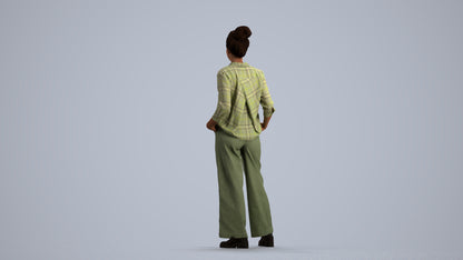 scanned 3D woman casual standing, photogrammetry people for Enscape and V-Ray, front view render