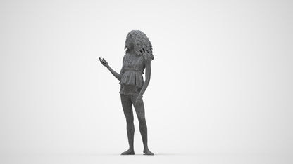 scanned 3D woman casual standing, photogrammetry people for Enscape and V-Ray, wireframe back view