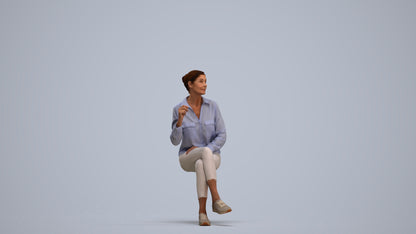 realistic 3D human senior woman casual sitting, archviz people FBX OBJ for Blender, standing pose render