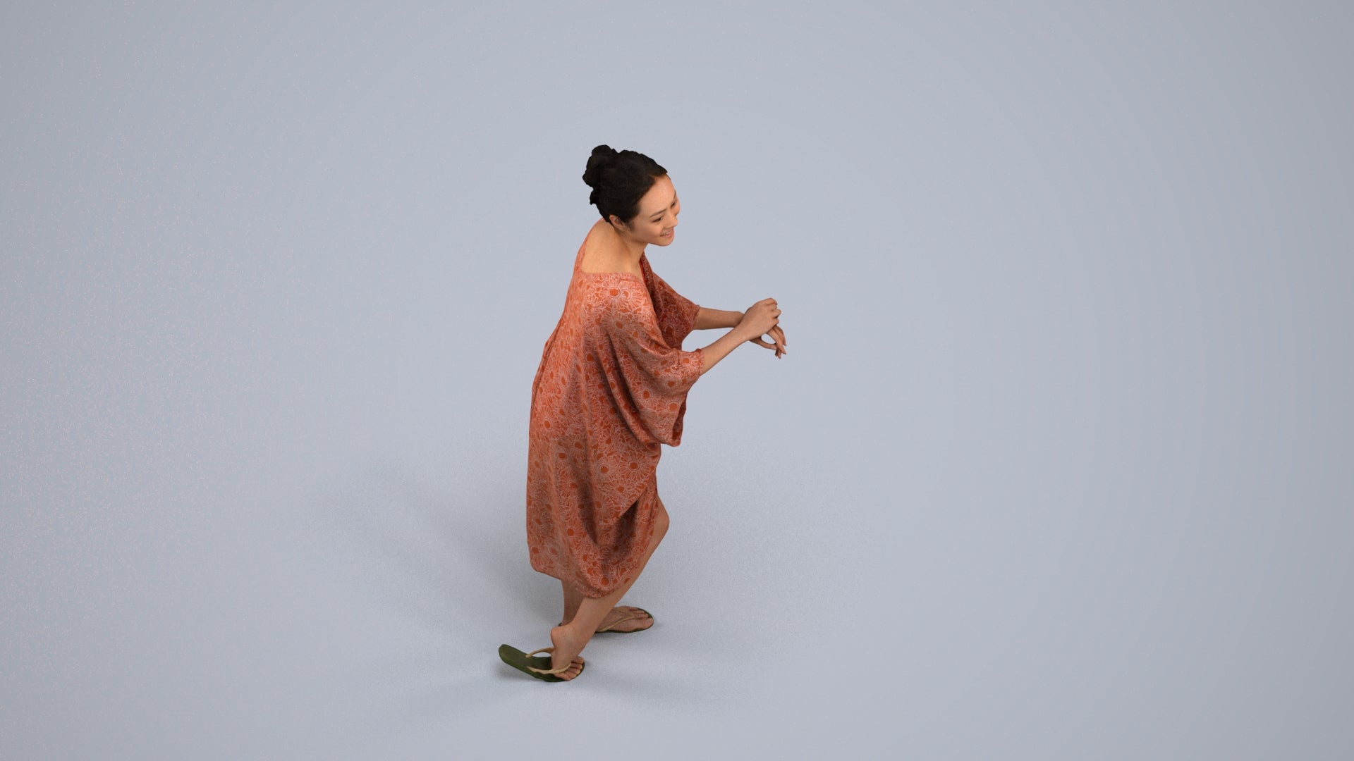 photogrammetry 3D woman casual walking, realistic human model archviz FBX, back view render
