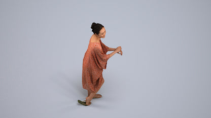 photogrammetry 3D woman casual walking, realistic human model archviz FBX, back view render