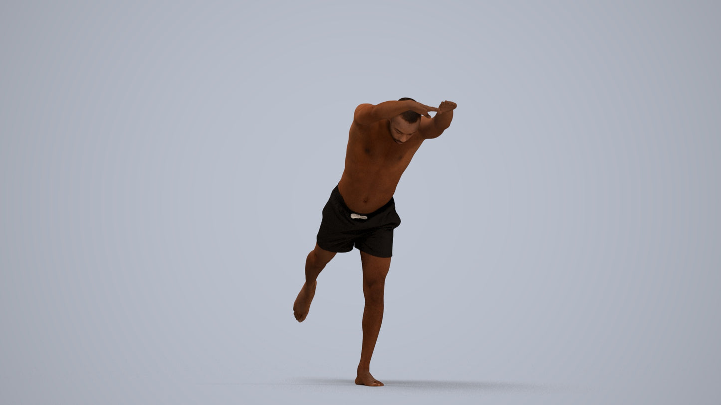 photogrammetry 3D man pool, realistic human model archviz FBX, standing pose render
