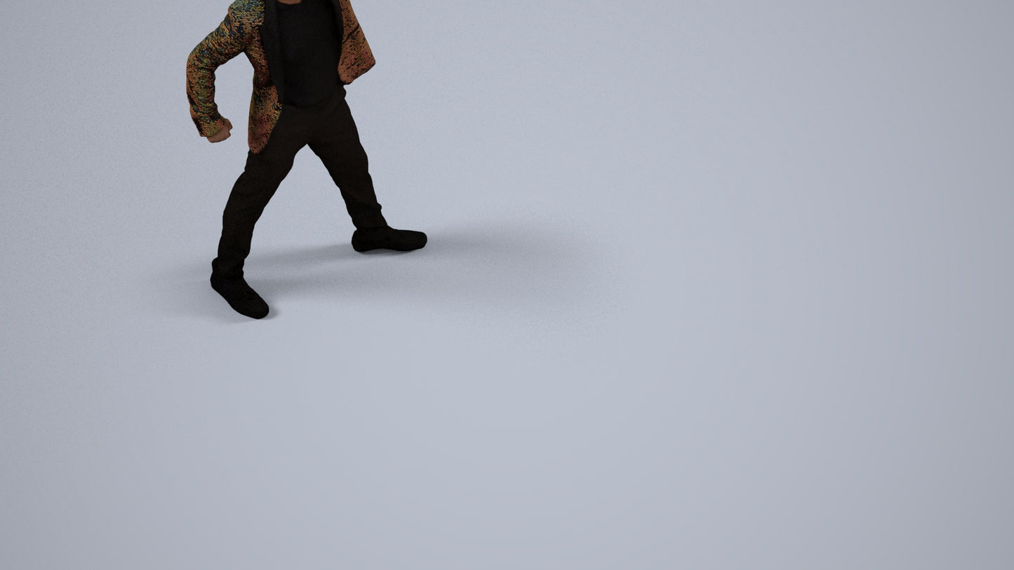 realistic 3D man formal dancing, scanned archviz people for Blender and 3ds Max, back view render